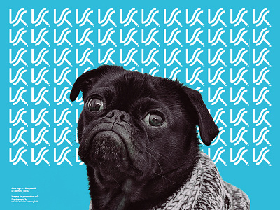 K Logo - PUG VERSION animal appareal brand cute dog fashion identity lineart monogram pug simple wave