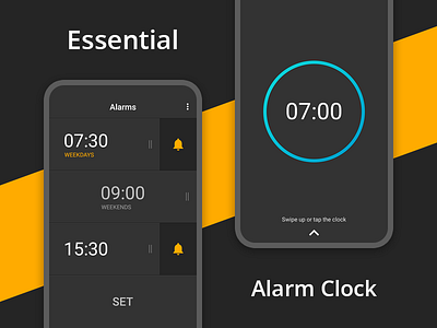 Essential Alarm Clock alarm android app clock design ui