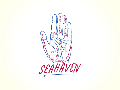Seahaven album band t hand drawn hand lettering lettering palm palm chart palmograph seahaven t shirt