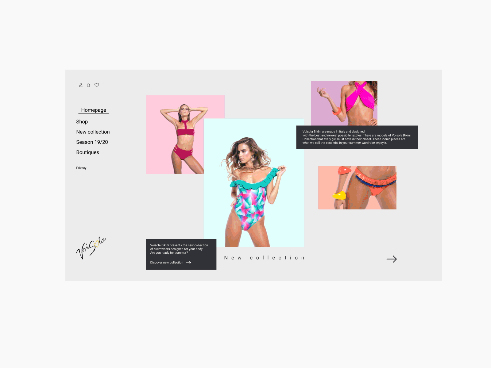 Fashion Swimsuit | E-commerce animation e commerce experience fashion grids interfaces prototype website