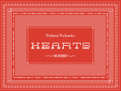 A Belated Valentine pattern pixels red type