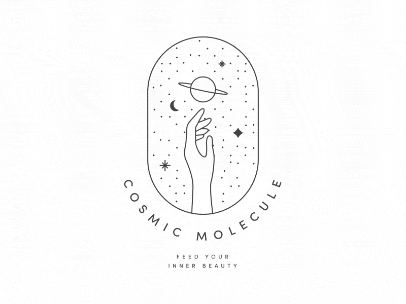 Cosmic Molecule logo animation 2d animation animation brandidentity branding comic hand line logo logodesign loop mograph molecule motion motion design motion graphics planet space star universe