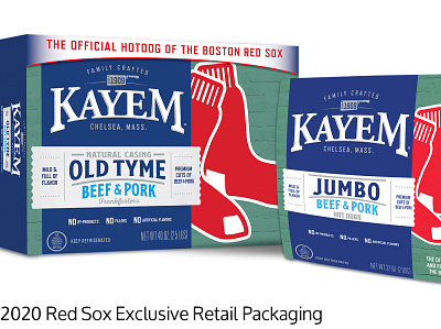 Kayem Red Sox Exclusive Packaging - 2020 baseball branding design food and drink frankfurter illustration logo package design packaging design red sox vector