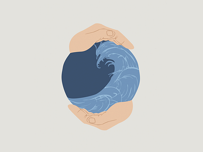 Hands earth hands illustration vector water waves