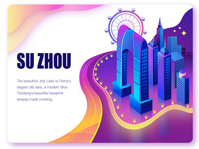 Suzhou illustrations building china color composition design house llustration