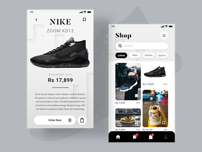 Shoe Shopping App 2 adidas android app clean concept creative design ecommerce ios minimal nike shoes ui ux white