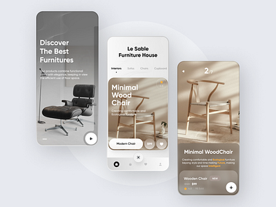 Le Sable Furniture House App Design app design chair clean dark decor ecommerce app furniture furniture app ikea interior light livingroom minimal mobile shop sofa ui ux