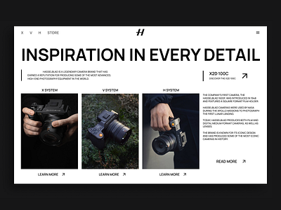 Hasselblad Landing Page banner beautiful camer clean compostion concept dark design hasselblad homepage mainpage minimal photo photographer slider ui ux web website white