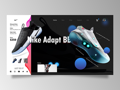 Nike Adapt BB Website Design clean concept concept design creative design dribbble ecommerce homepage minimal product design shoe sneaker sportswear ui ux web
