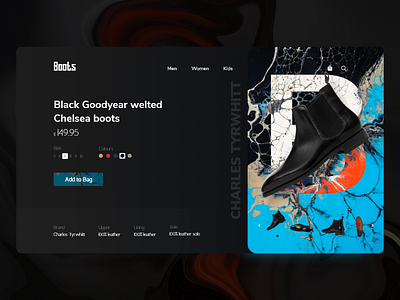 Boots E-commerce Concept abstract boots clean concept cool creative dark design ecommerce homepage landing page minimal simple ui ux web website