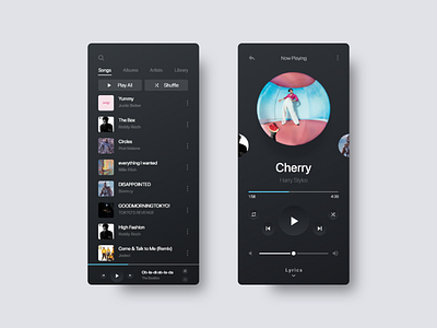 Cherry Music app android app app design art artist clean concept creative ios minimal mobile music song tracks ui ux
