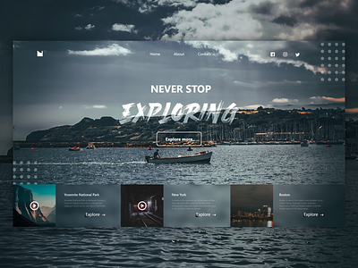 Explore clean concept creative dark design dribbble homepage minimal travel travel agency traveling ui usa ux web website