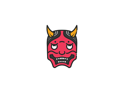 Hannya Red badge demon hannya horns japan japanese logo mask minimal montreal red mask