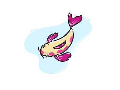 Pink Koi apple pencil carp cute fish sticker illustration illustration design japanese koi koi fish minimal procreate simple