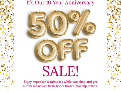 Sale Flyer gold pink sale flyer anniversary party foil balloons balloons confetti graphic design flyer sale