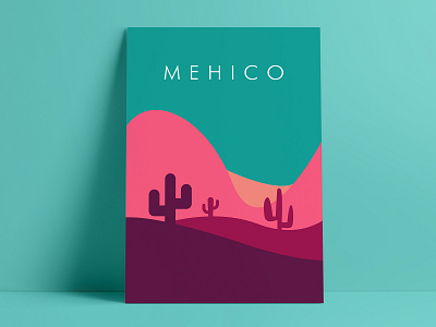 Flat Desert Illustration | Geometric Landscape | Mexico | Méjico
