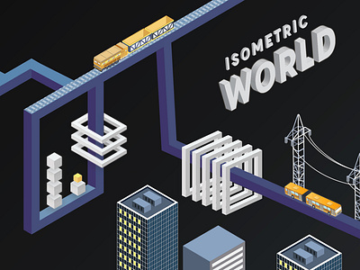 Isometric City Design - Trains. City. People. 3d awesome design best design building design design inspiration flat design gradient illustration inspiration isometric city isometric design isometric icons isometric illustration isometric train isometric view minimal visual