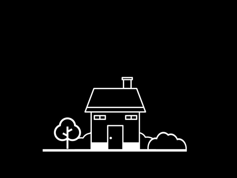Smoke Animation House - After Effects 2D 2d animation 2d character 2d fx after affects after effects animation black chimney flat house house icon illustration nature outline design outline house smoke tree