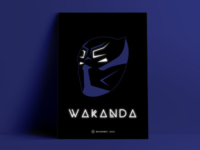 Wakanda Forever | Black Panther Poster Design [Wall Art Minimal] black white black panther flat design font font design geometric art illustation marvel minimal poster poster art superhero vector wakanda wall art