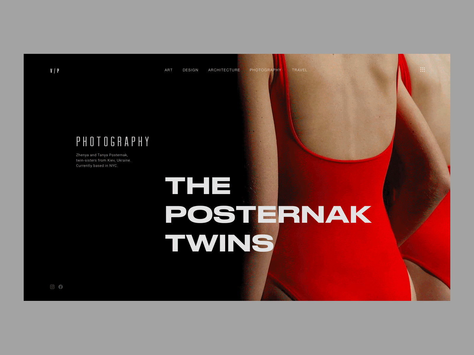 The Posternak Twins. Photographers. animation dark design photographer photography principle red simple ui web website