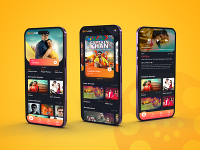 Cinematic- Online Video Streaming Mobile App (OTT) UI/UX abstract application branding creative creative app ui dark design graphic design illustration media minimal mobile app modern movie app ott ott app streaming app ui ux video streaming