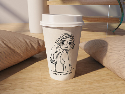 cup girl； doodle