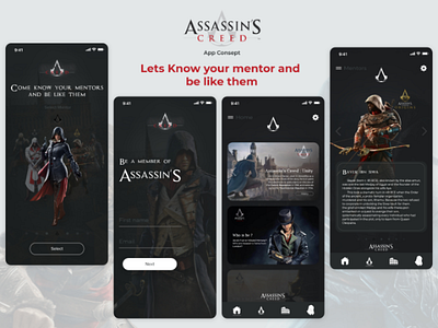 AC: Knowledge mentor (app consept) assassins app consept ui app