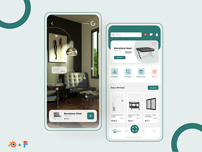 AR Ui Mobile Apps Furniture 3d interior app blendercycles design figma furniture app furniture store shop ui uidesign