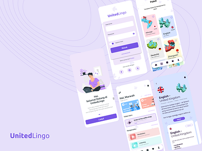 UNITEDLingo - Mobile Apps app app design design language language app language learning learning learning app ui uidesign vector