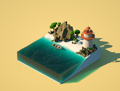 Strange Coast 3d art beach cinema4d coast illustration lighthouse