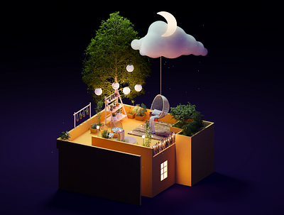 Dream Rooftop 3d art blender chill design dream illustration rooftop