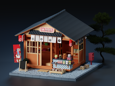 Japanese Shop 3d art blender branding japan japanese shop sushi