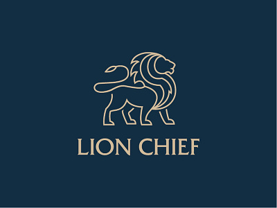 Lion Chief animal branding chief design line lion logo marks