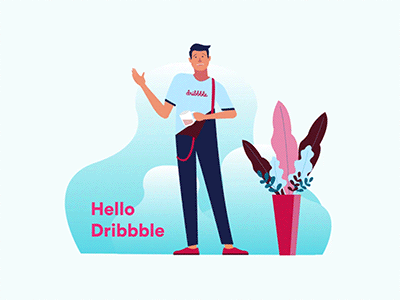 Hello Dribbble! animation character debut
