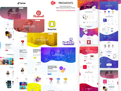 Promosys Promotion Services WordPress Theme design facebook instagram pinterest snapchat theme tiktok twitch twitter website youtube