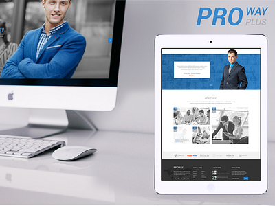 Proway Plus Sketch PSD blue business grayscale psd template