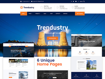 Trendustry Industrial Manufacturing Wordpress Theme business design factory industry landing manufacturing website wordpress