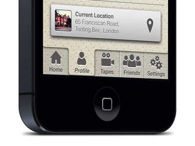 Quick App Mock up app iphone leather location profile tabs