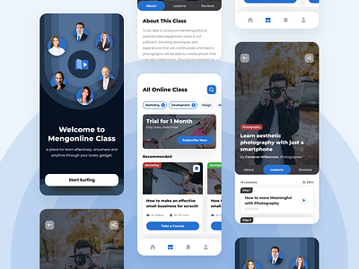 Mengonline Class 👨🏻‍💻 - Mobile App app black blue class clean dark detail ios mobile mobile ui online online class whitespace
