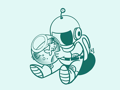 fish bowl astronaut character design character illustration characters design fish illustration spaceman