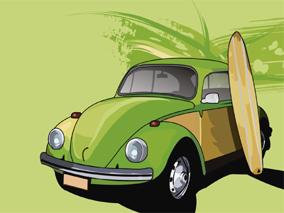 Surf car car illustrator retro surf volkswagen