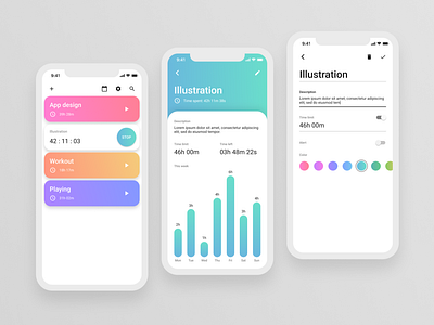 Time tracking app v.1 app clean ui colorful interface stopwatch time time tracker tracker ui ux