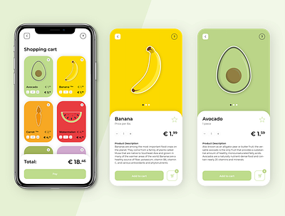 Fruit Vegetable Store - Mobile App app app design application design e commerce e commerce app flat food food app illustration mobile mobile app mobile app design mobile ui modern showreal