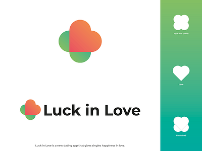 Luck in Love Logo concept app date dating dating logo datingapp design flat gradients illustration illustrator logo logo designs logodesign modern