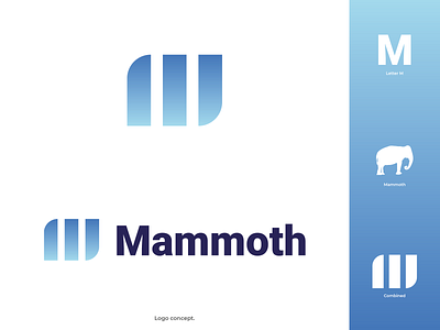 Mammoth Logo animal blue cold flat gradients ice illustration illustrator logo logodesign modern prehistory vector