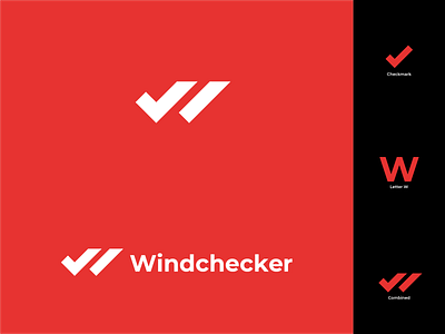Windchecker Logo concept branding checkmark checkmarks extreme flat illustrator logo logo design branding modern surfer surfing w weather windfinder windy