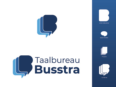 Taalbureau Busstra blue branding design flat illustration illustrator logo logo design modern. vector