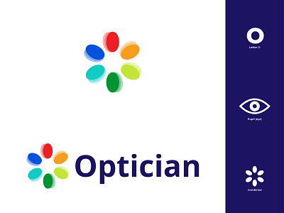 Optician Logo branding colorful design diffrent eye flat flat design glasses illustration illustrator logo logodesign modern open optical optician pupil