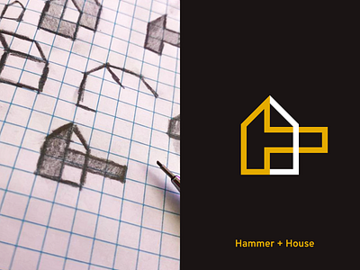 Construction Company Logo branding build carpenter construction company create design flat hammer house line logo roof sketch