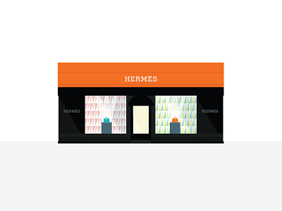 Hermes Storefront building flat front hermes illustration store vector